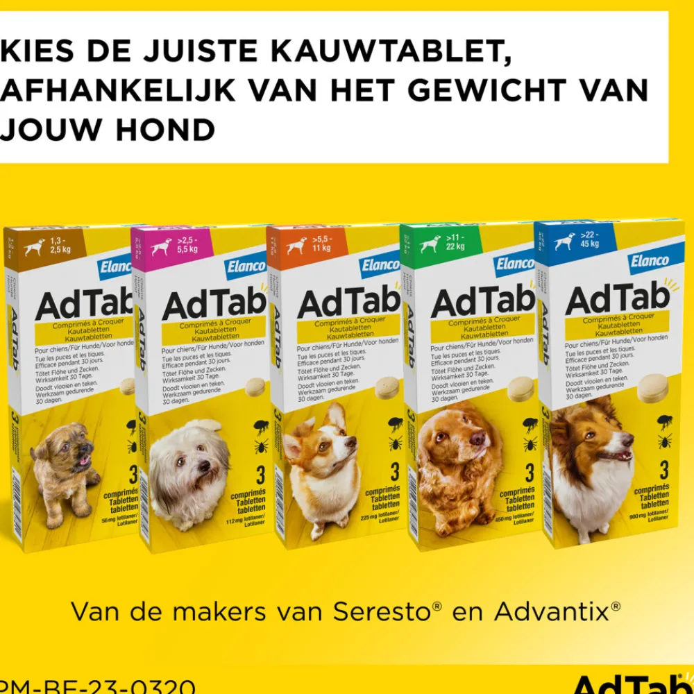 Anti Vlo en Teek Kauwtabletten Hond >2,5-5,5 kg 3 tabletten^AdTab Clearance
