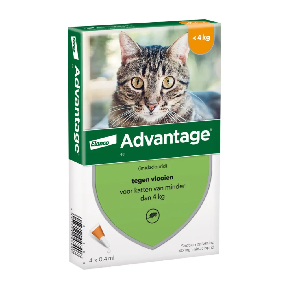 Vlo, Teek & Worm<Advantage Anti Vlooiendruppels 40 Kat tot 4 kg 4 pipetten