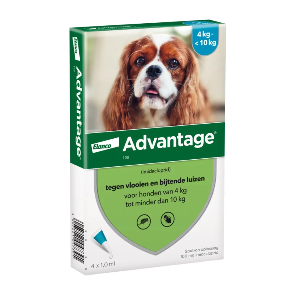 Vlo, Teek & Worm<Advantage Anti Vlooiendruppels 100 Hond 4 - 10 kg 4 pipetten