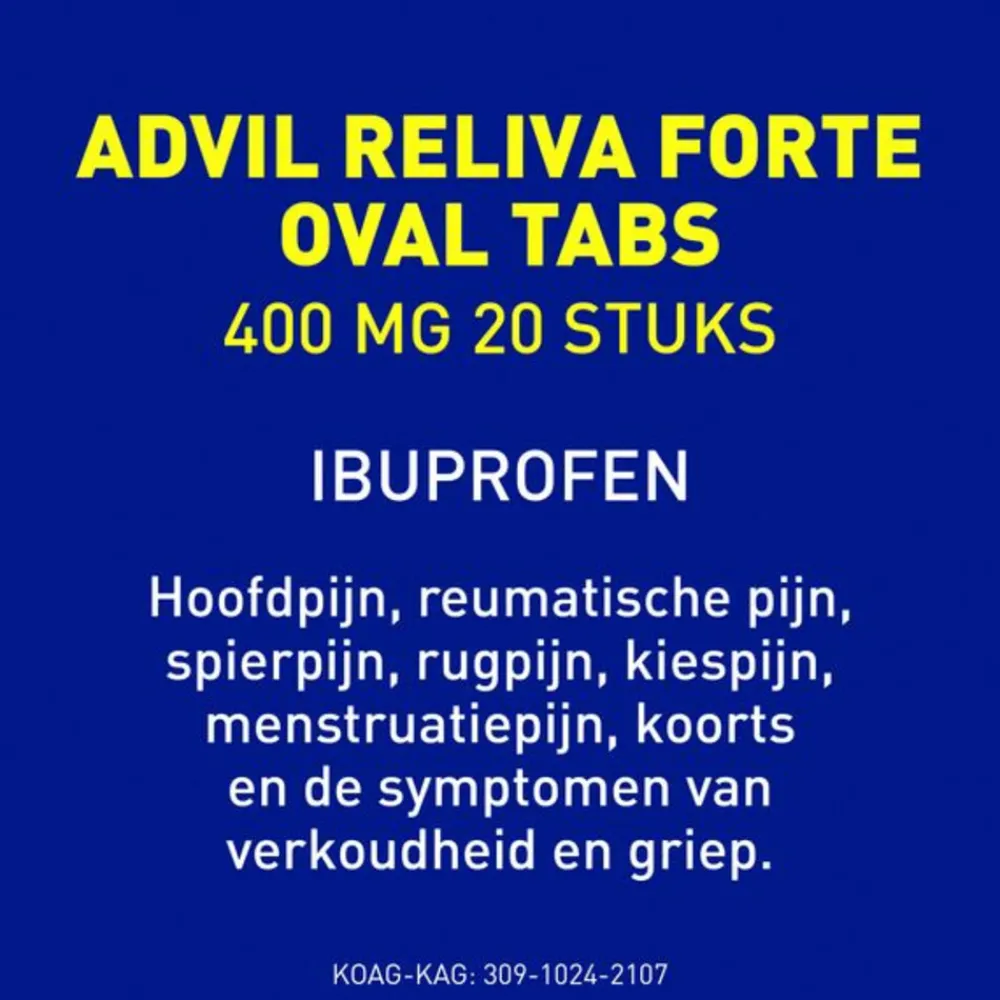 Reliva Forte Oval Tabs 400 mg 20 stuks^Advil Hot