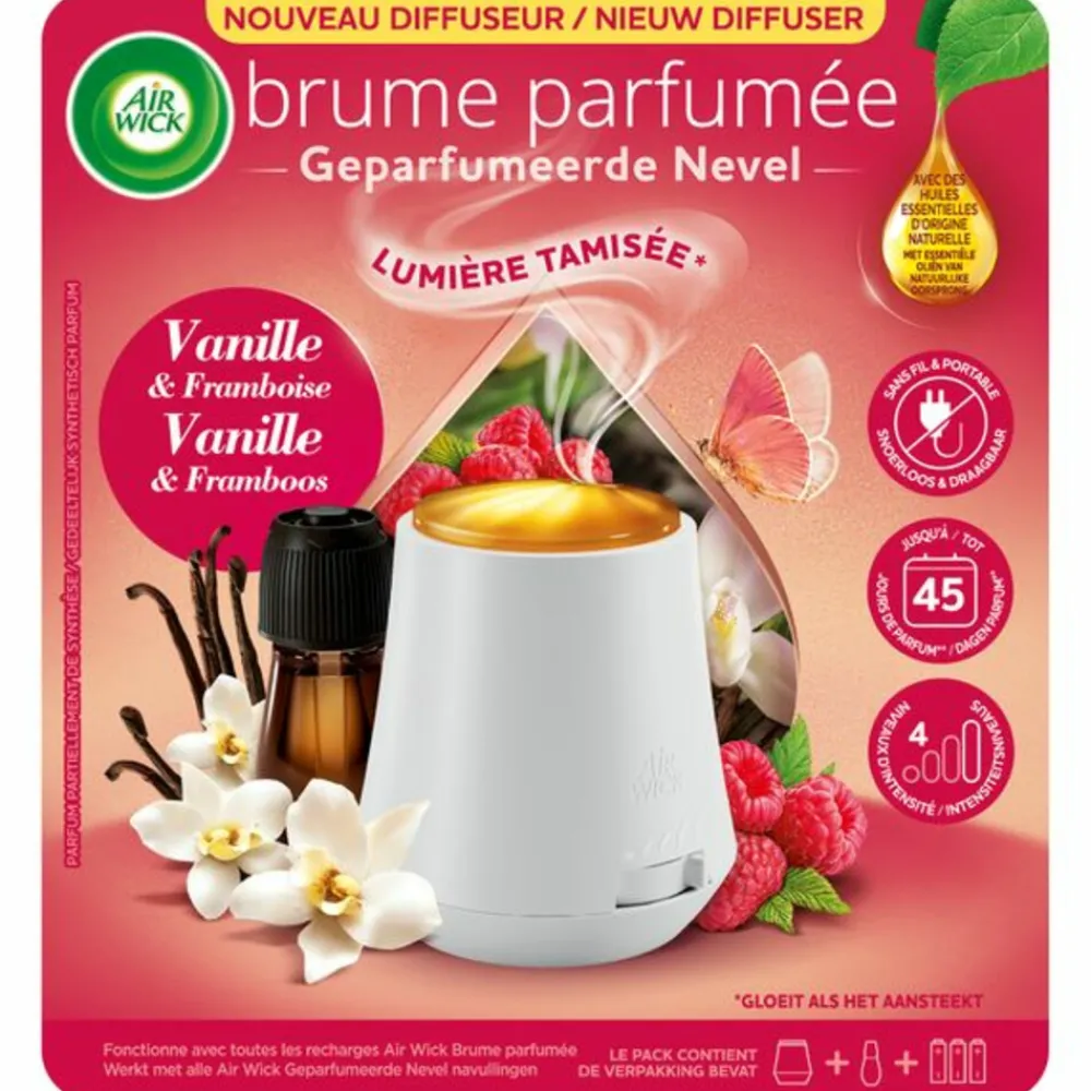 Hot Essential Mist Automatische Luchtverfrisser Starter Kit Vanilla & Raspberry Luchtverfrisser