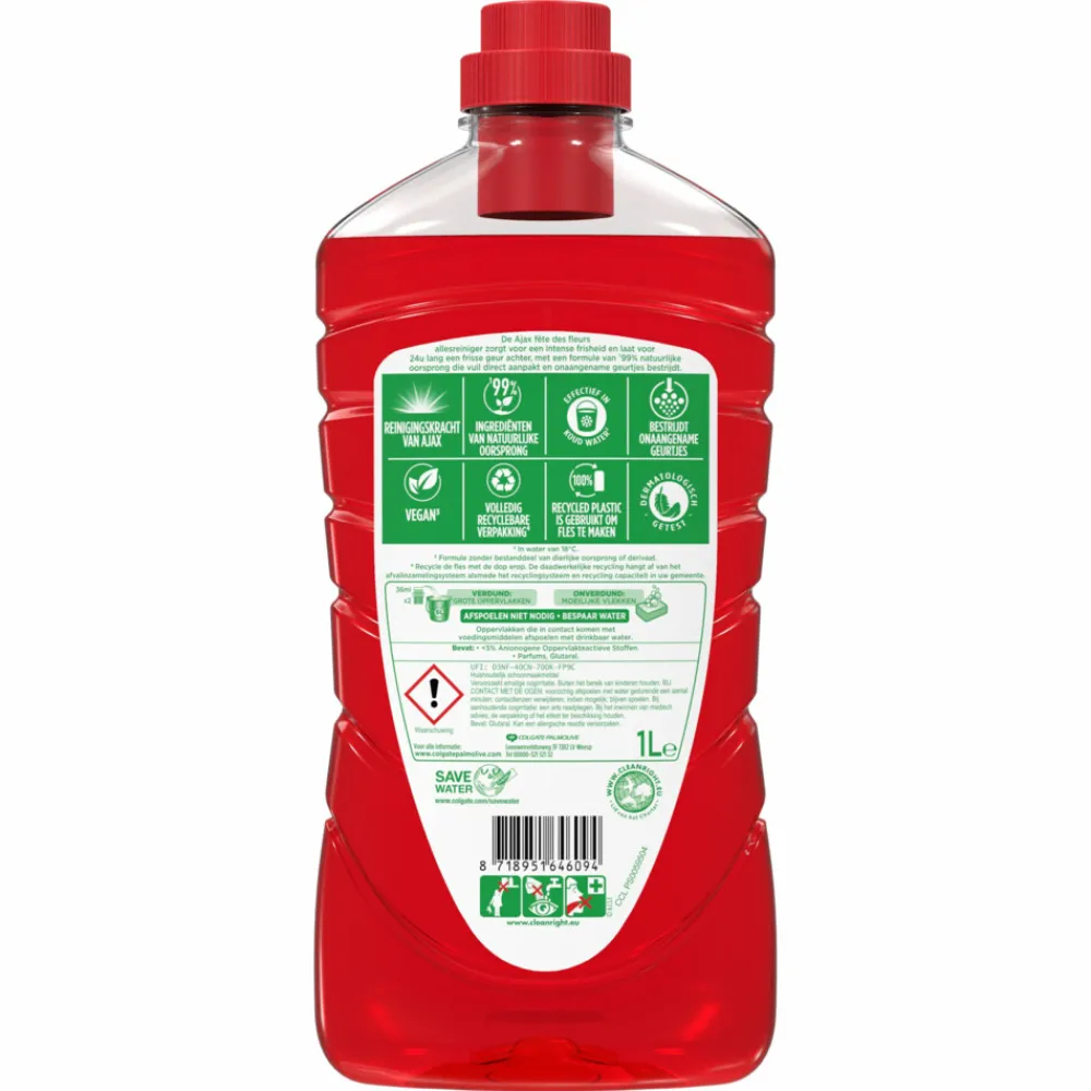 Allesreiniger<Ajax Allesreiniger Fete de Fleur Rode bloemen 1 liter