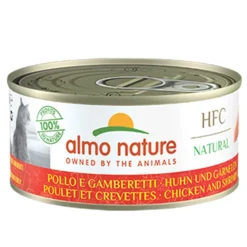 Kattenvoer<Almo Nature HFC Natural Kattenvoer Nat Blikje Kip & Garnaal 70 gr