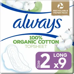 Maandverband Bio Cotton Protection Ultra Long met Vleugels 9 stuks^Always Sale