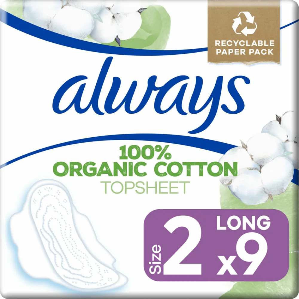 Maandverband Bio Cotton Protection Ultra Long met Vleugels 9 stuks^Always Sale