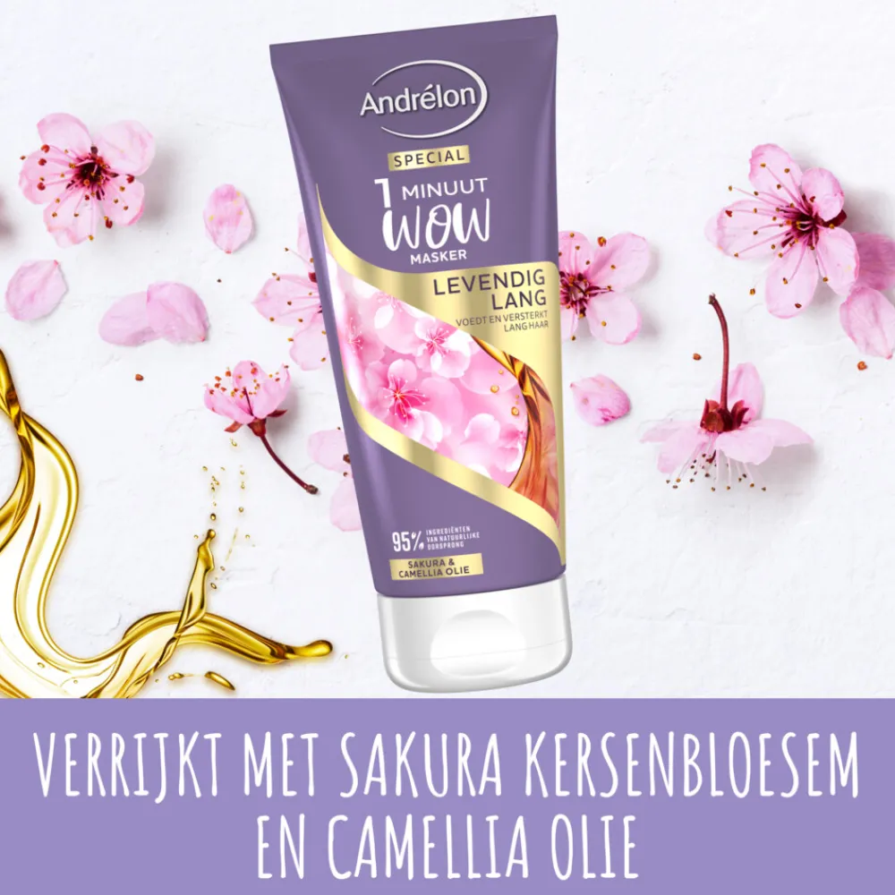 Haarmasker<Andrélon 1 Minuut Wow Masker Levendig Lang 180 ml