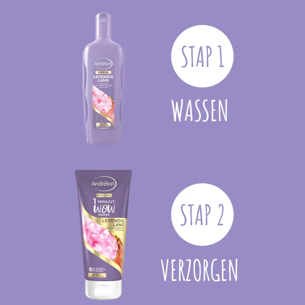Haarmasker<Andrélon 1 Minuut Wow Masker Levendig Lang 180 ml
