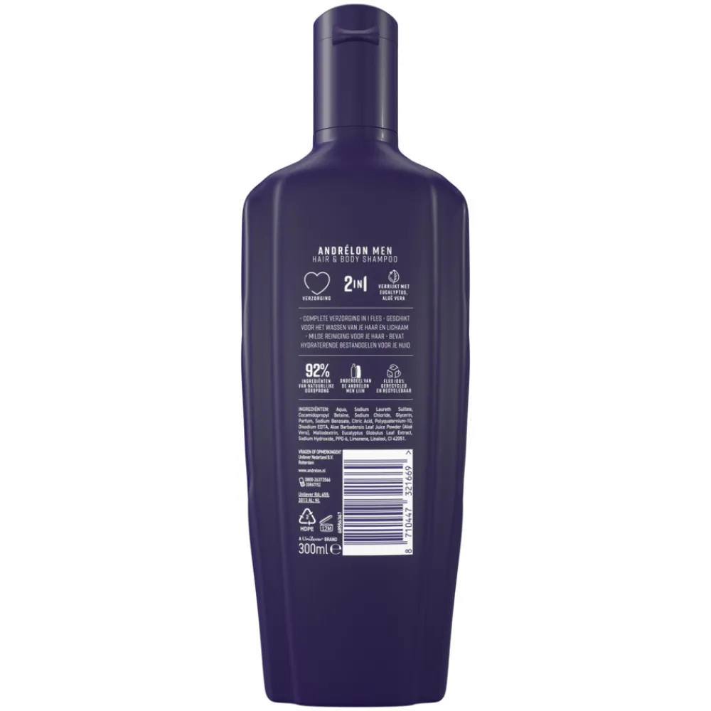 Hot Shampoo Hair & Body For Men 300 ml Bad & Douche