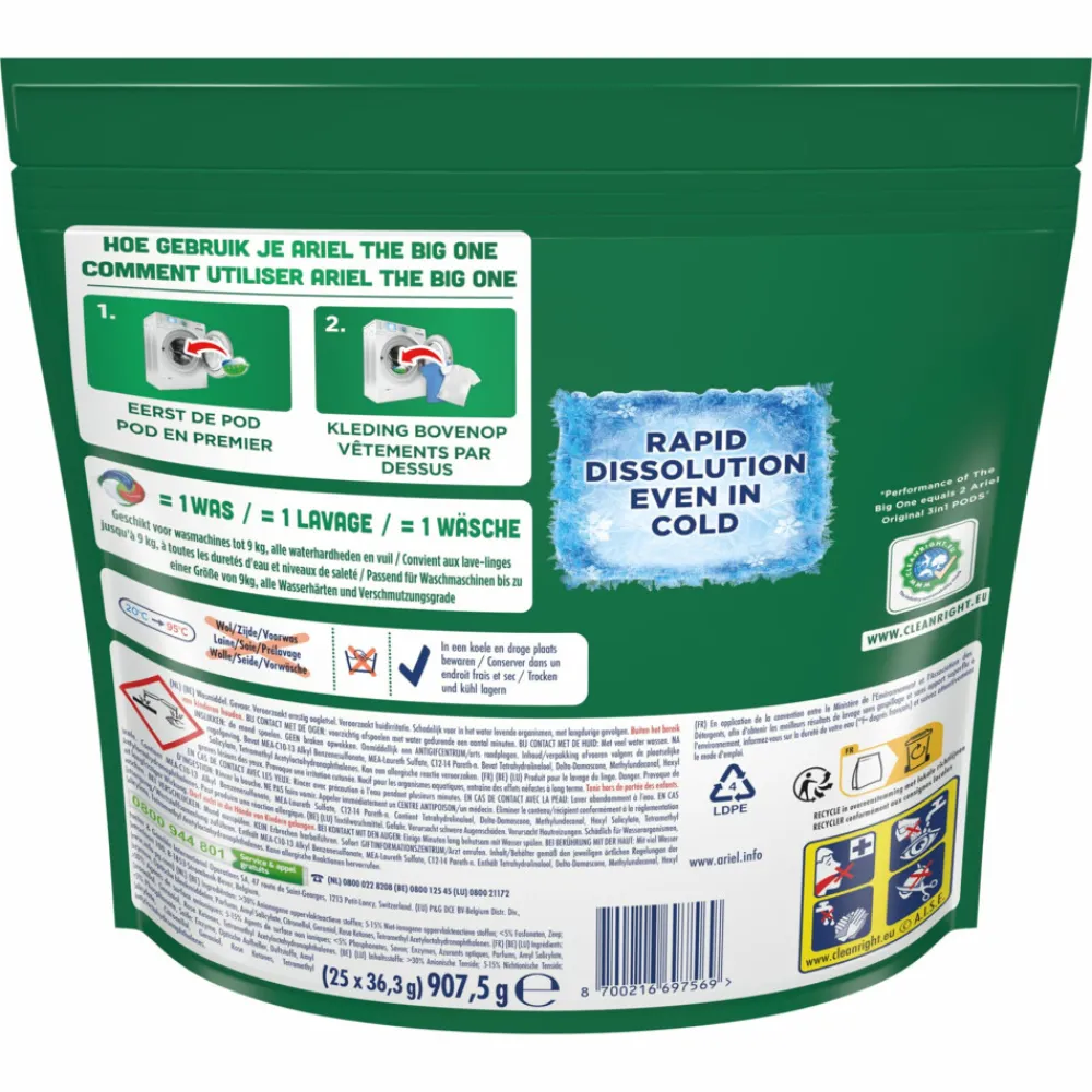 Wasmiddel<Ariel 3in1 Wasmiddel Pods The Big One Original 25 stuks