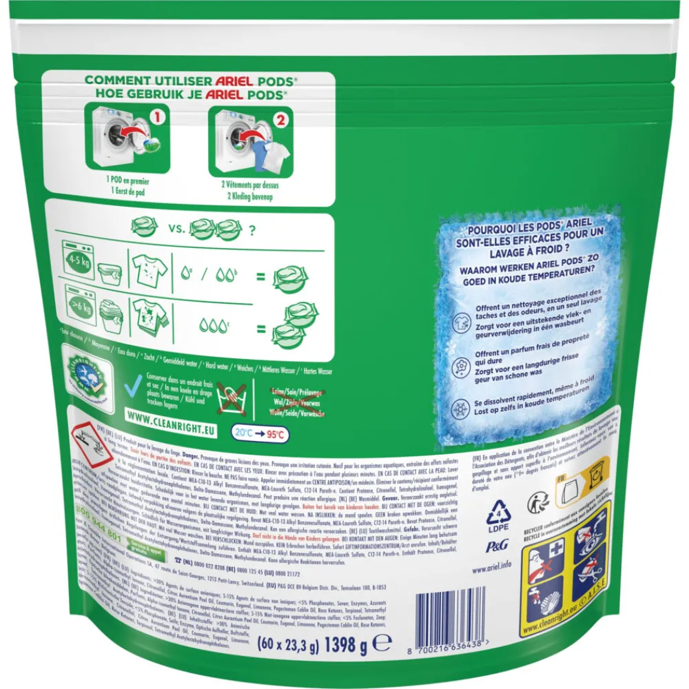 4in1 Wasmiddel Pods Ultra Vlekverwijderaar 60 stuks^Ariel Best