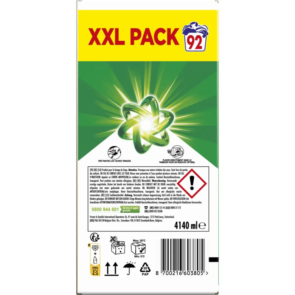 Wasmiddel<Ariel Vloeibaar Wasmiddel + Ultra Vlekverwijderaar 92 Wasbeurten 4140 ml