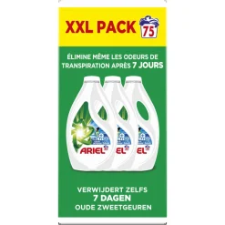 Wasmiddel<Ariel Vloeibaar Wasmiddel +Actieve Odor Defense 75 Wasbeurten 3,37 liter