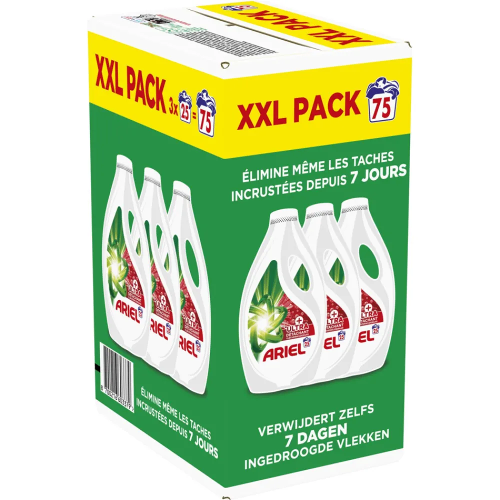 Wasmiddel<Ariel Vloeibaar Wasmiddel + Ultra Vlekverwijderaar 75 Wasbeurten 3375 ml