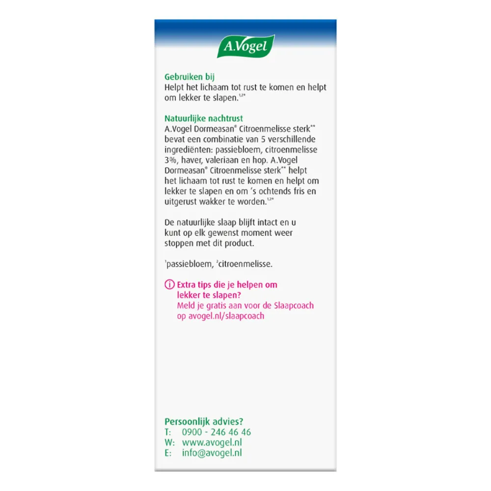 Dormeasan Citroenmelisse Sterk 30 tabletten^A.Vogel Discount