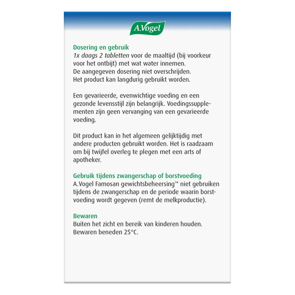 Voor Vrouw Of Man<A.Vogel Famosan Overgang Gewichtsbeheersing 60 tabletten
