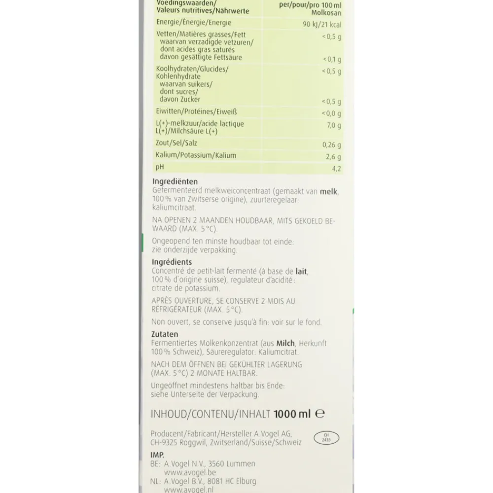 Dranken|Speciale Bestanddelen<A.Vogel Molkosan 1000 ml