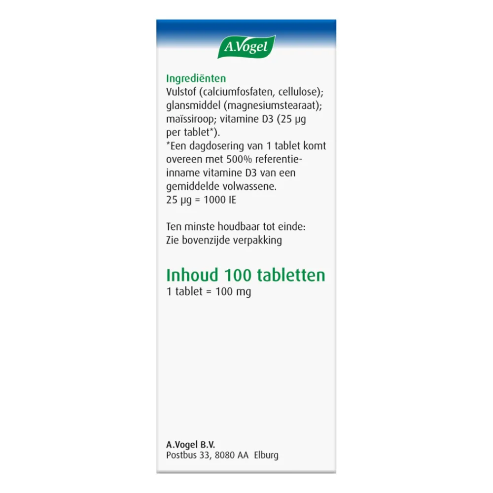 Vitaminen<A.Vogel Vitamine D3 25 ug 100 tabletten