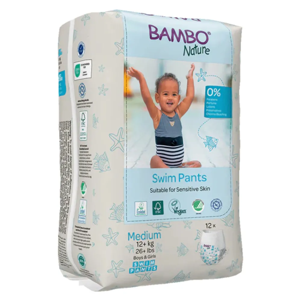 Luiers<Bambo Nature Zwemluierbroekjes Medium 12+ kg 12 stuks