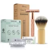 Sale Safety Razor Aluminium Starterkit + Scheerkwast + Scheerzeep Rosé Goud 1 set Heren Scheren & Ontharen