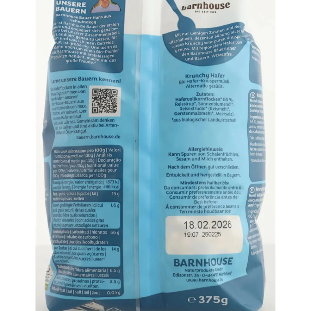 Hot Krunchy Pur Haver Bio 375 gr Ontbijtgranen