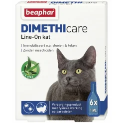 New DIMETHIcare Line-On Anti Vlooiendruppels Kat vanaf 1 kg 6 x 1 ml Vlo, Teek & Worm
