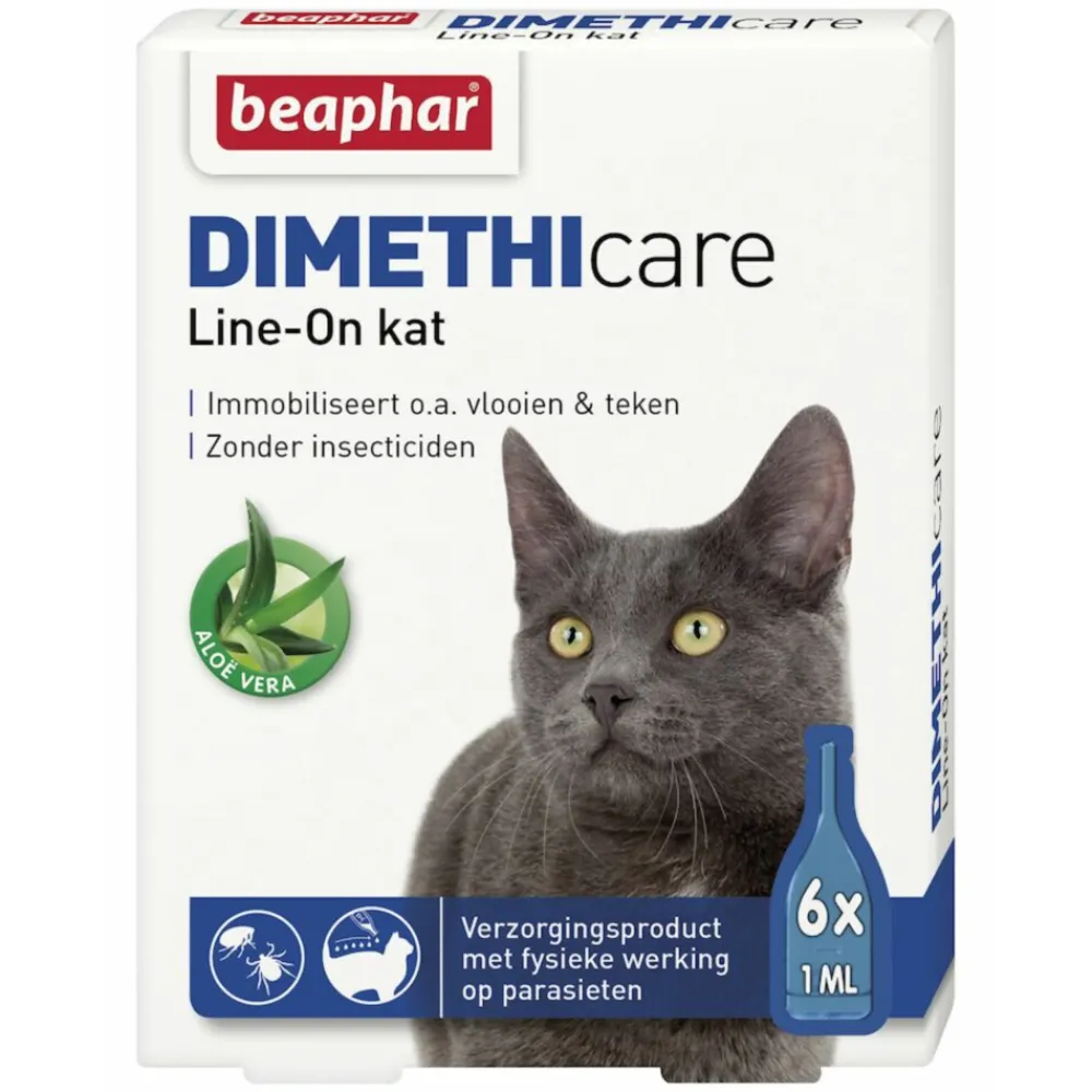 New DIMETHIcare Line-On Anti Vlooiendruppels Kat vanaf 1 kg 6 x 1 ml Vlo, Teek & Worm