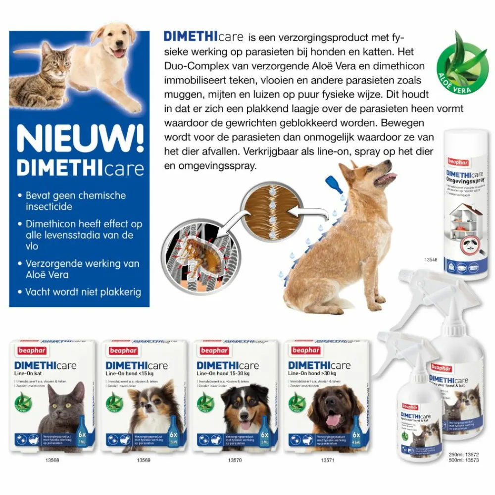 New DIMETHIcare Line-On Anti Vlooiendruppels Kat vanaf 1 kg 6 x 1 ml Vlo, Teek & Worm