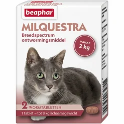 Vlo, Teek & Worm<Beaphar Milquestra Ontworming Tabletten Kat 2 - 12 kg 2 tabletten
