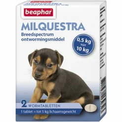 Sale Milquestra Ontworming Tabletten Hond 0,5-10 kg (ook puppy) 2 tabletten Vlo, Teek & Worm
