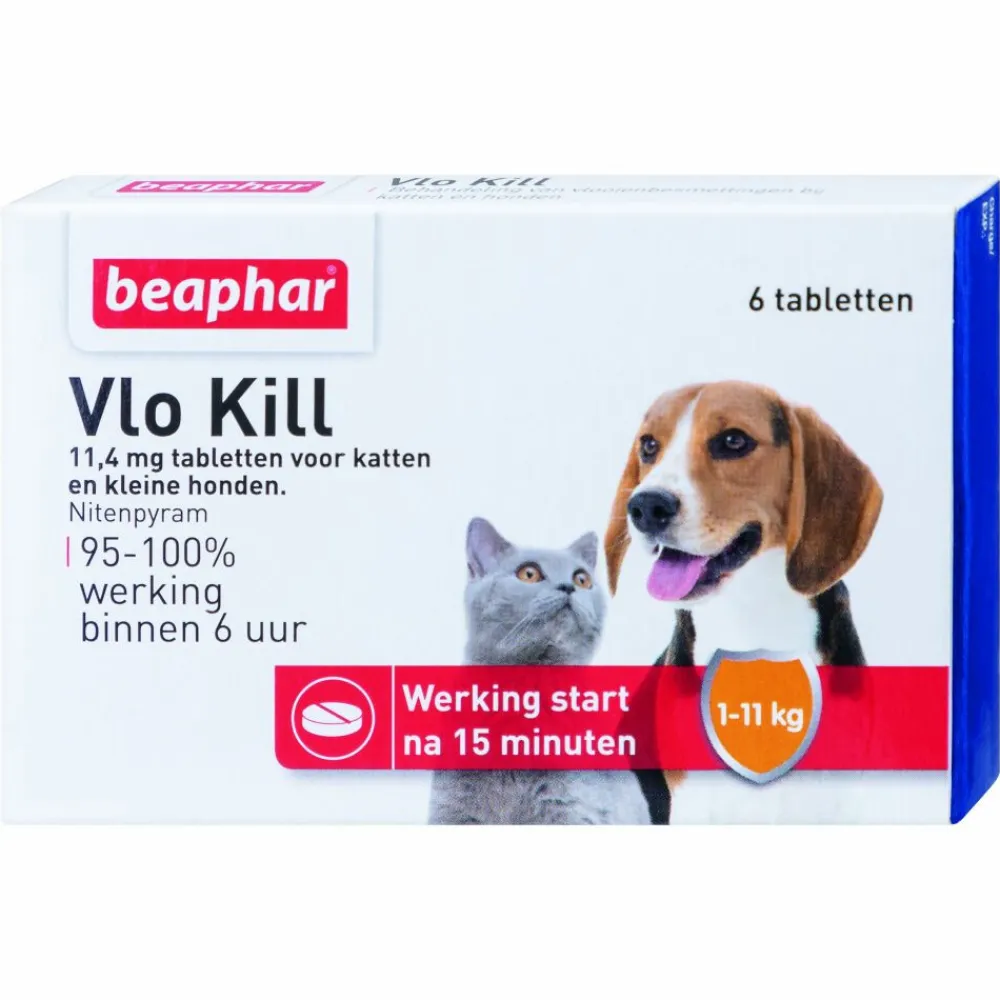 Vlo, Teek & Worm|Vlo, Teek & Worm<Beaphar Vlo Kill Anti Vlooien Tabletten Hond/Kat 1 -11 kg 6 tabletten
