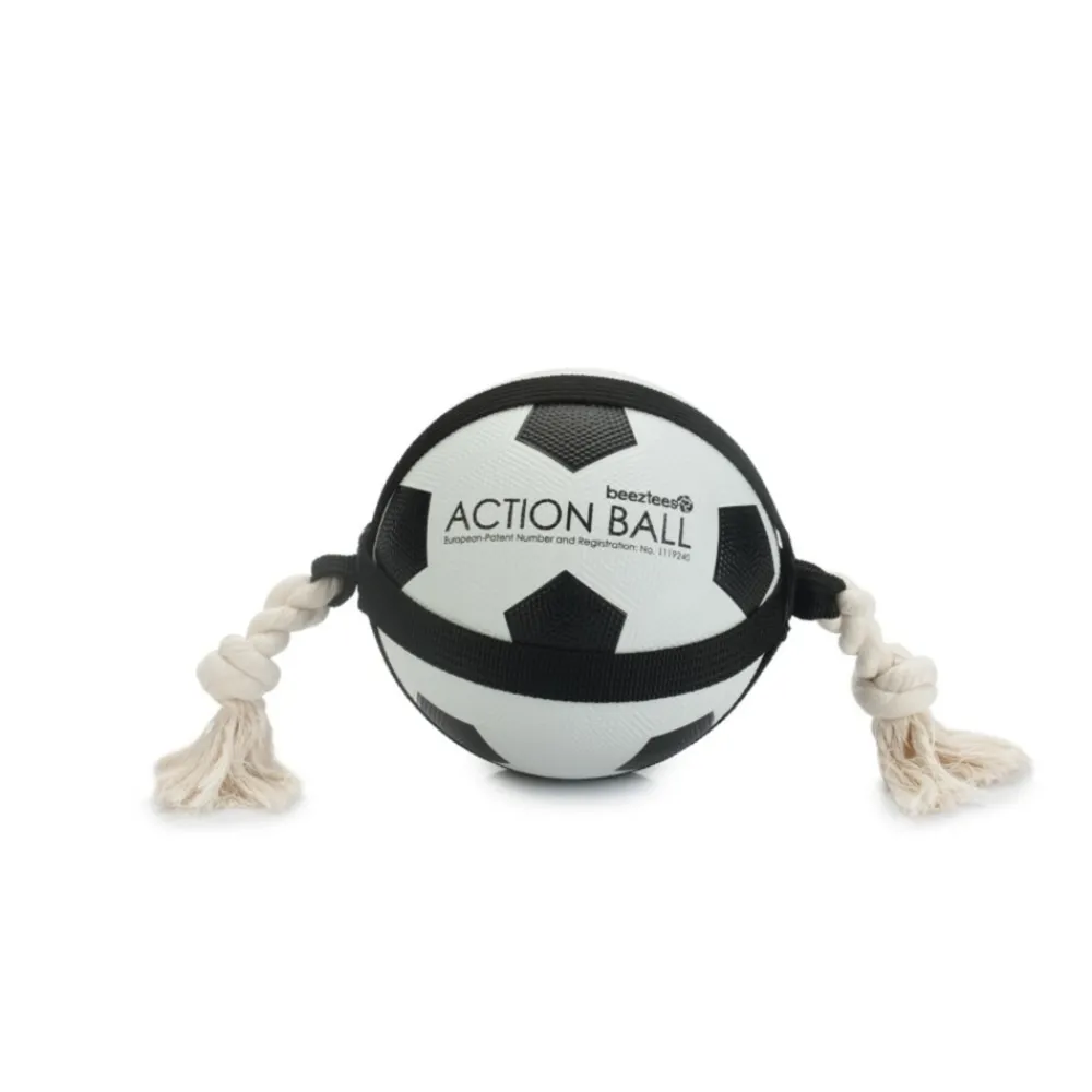 Action Voetbal Met Touw Blauw 19 cm^Beeztees Outlet