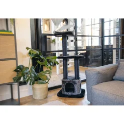 Sale Krabmeubel Bondica Zwart - Grijs 50 x 50 x 120 cm Krabpalen & Meubels