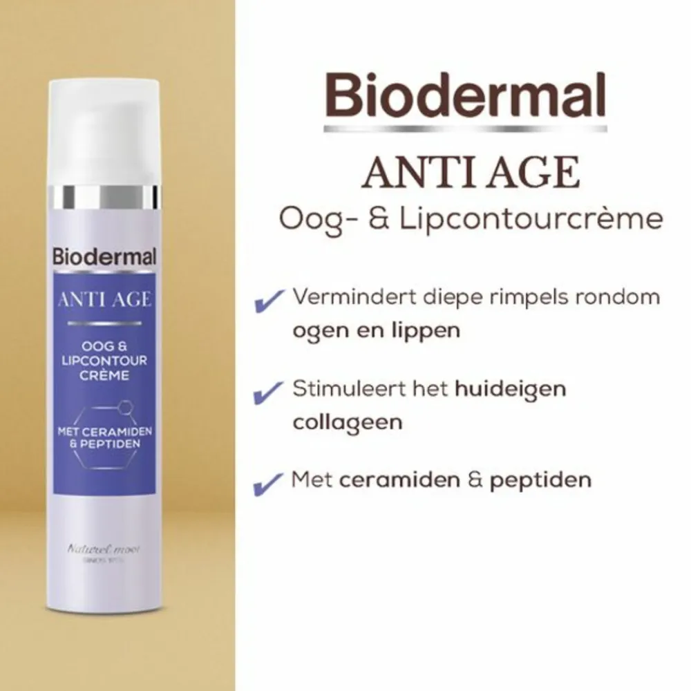 Oogcrème<Biodermal Oog & Lip Contour crème Anti Age 15 ml