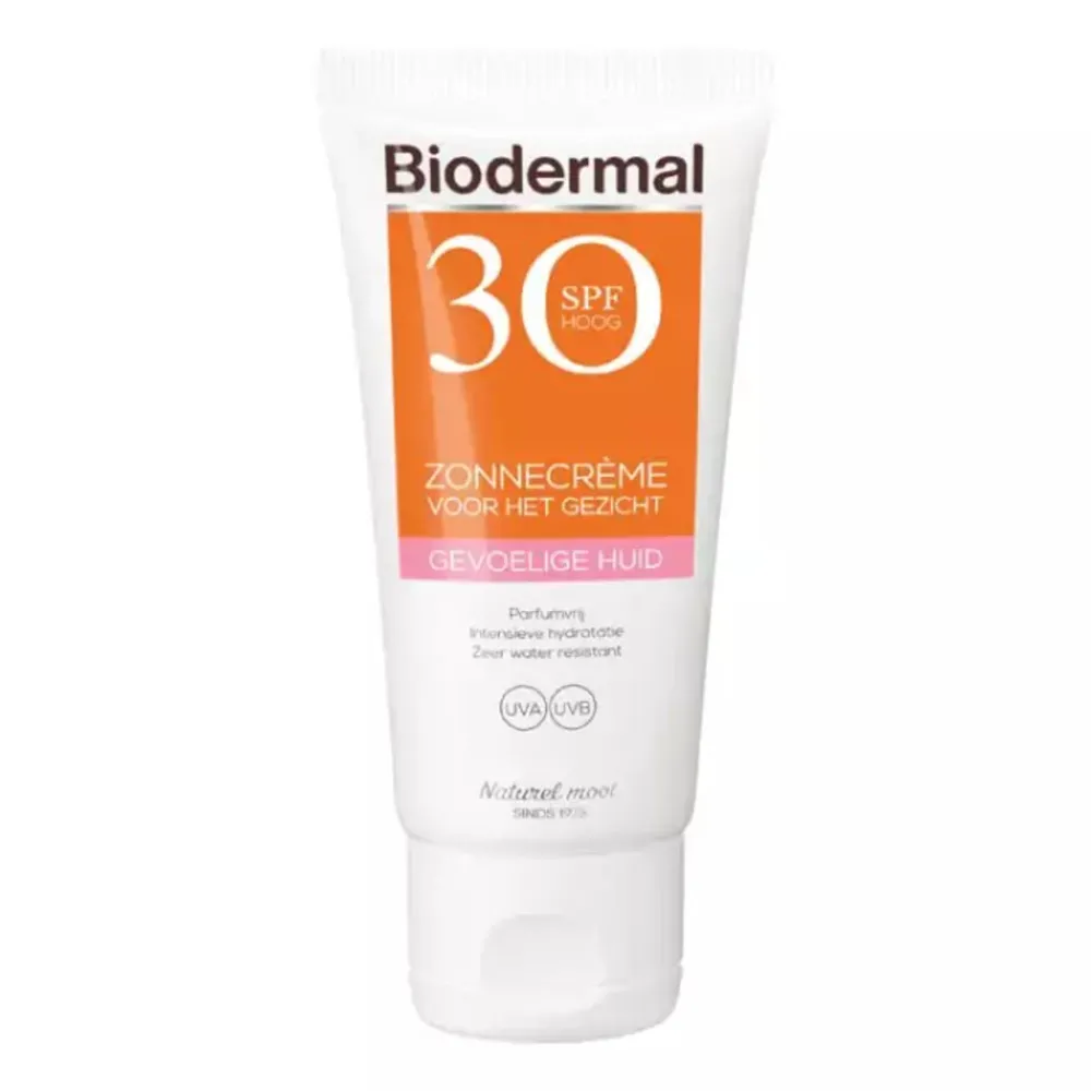 Zonnecreme Gezicht Gevoelige Huid SPF 30 50 ml^Biodermal Discount