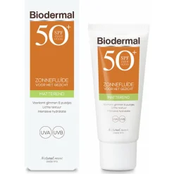 Zonbescherming<Biodermal Zonnefluïde Gezicht Matterend SPF 50 40 ml
