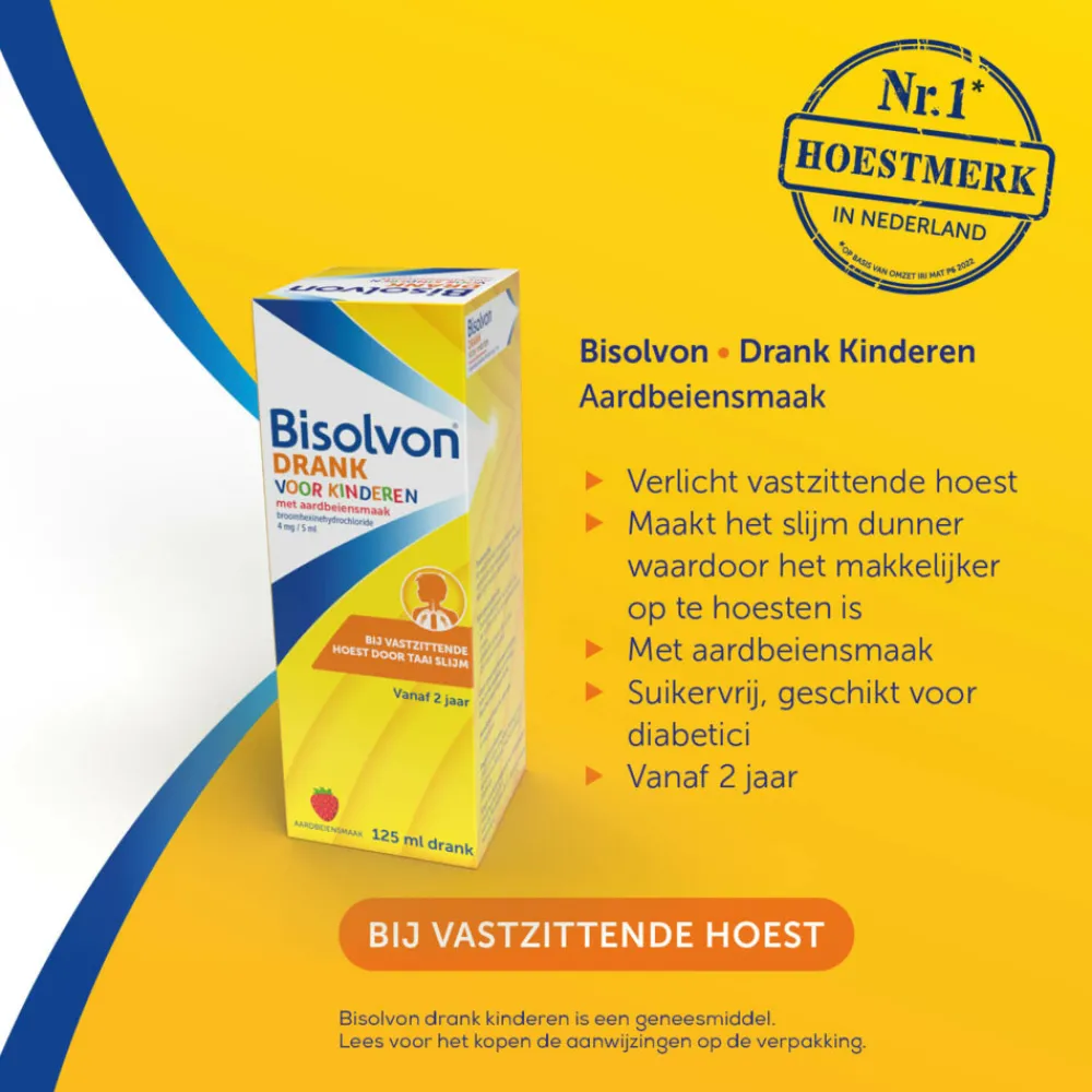 Drank Voor Kinderen Aardbeiensmaak 125 ml^Bisolvon