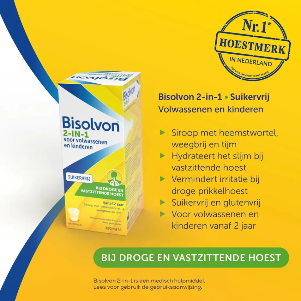 New Hoestsiroop 2-in-1 Suikervrij 120 ml Luchtwegen & Keel