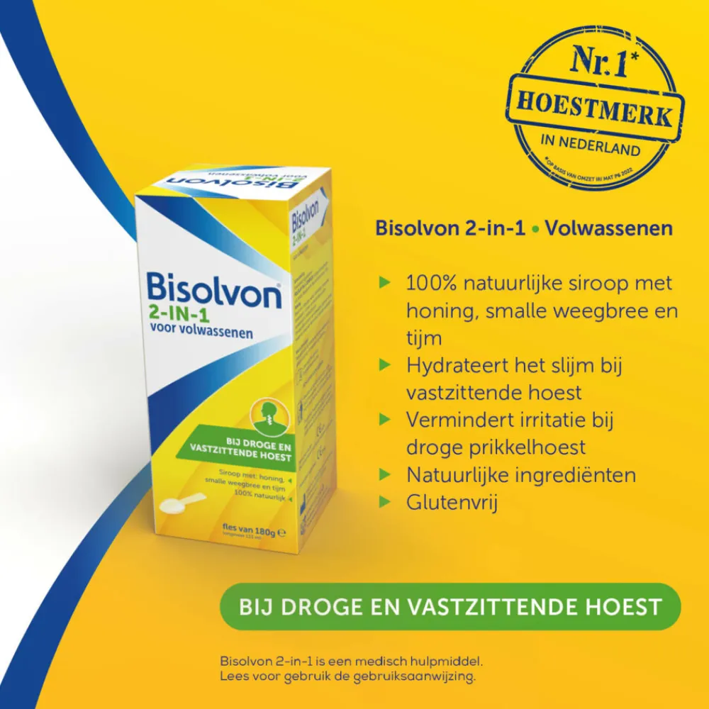 Luchtwegen & Keel<Bisolvon Hoestsiroop 2-in-1 Volwassenen 133 ml