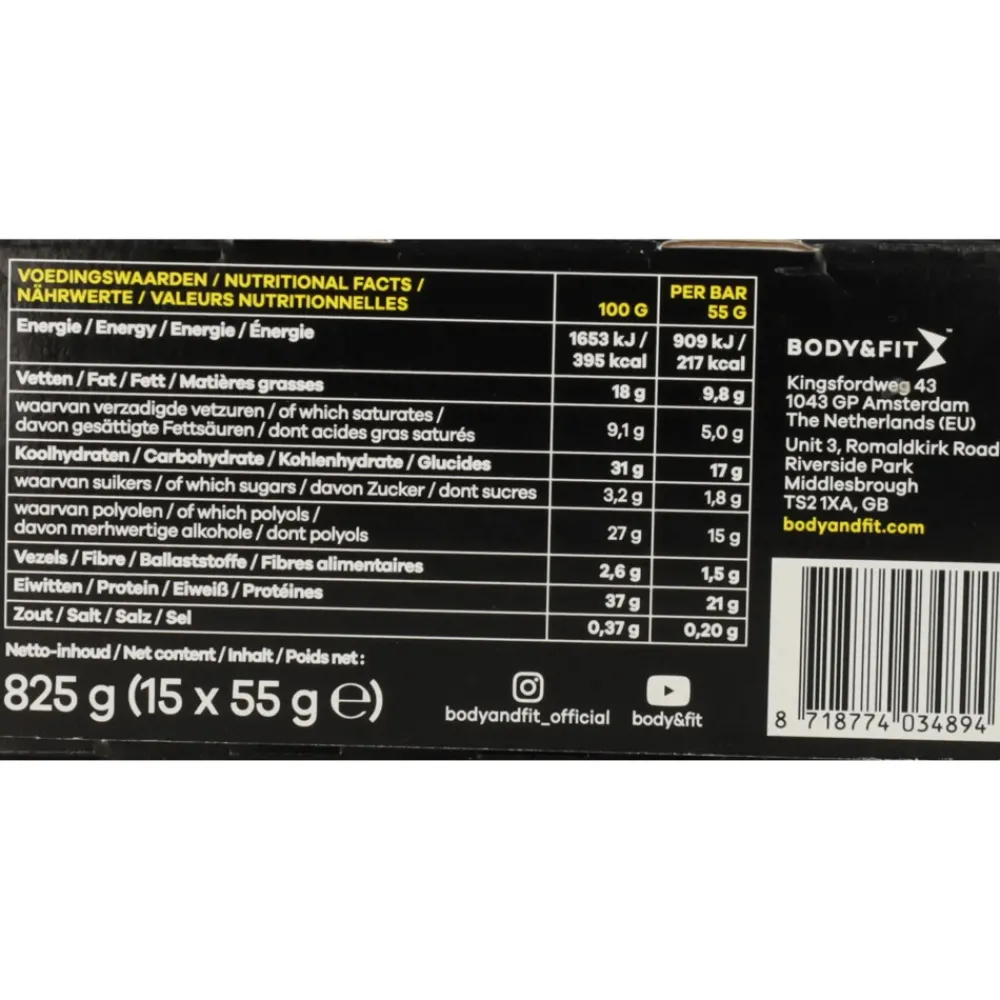 Sportvoeding & Drank<Body & Fit Perfection Bar Deluxe Peanut Caramel 15 x 55 gr