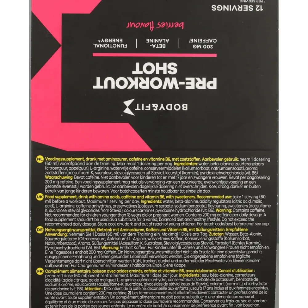 Pre-workout Shot Berries 12 x 60 ml^Body & Fit Clearance