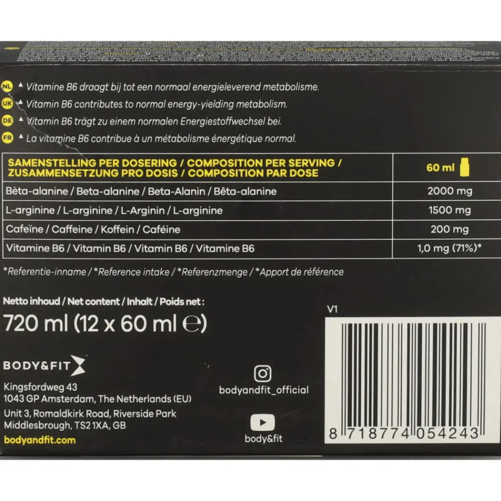 Pre-workout Shot Berries 12 x 60 ml^Body & Fit Clearance