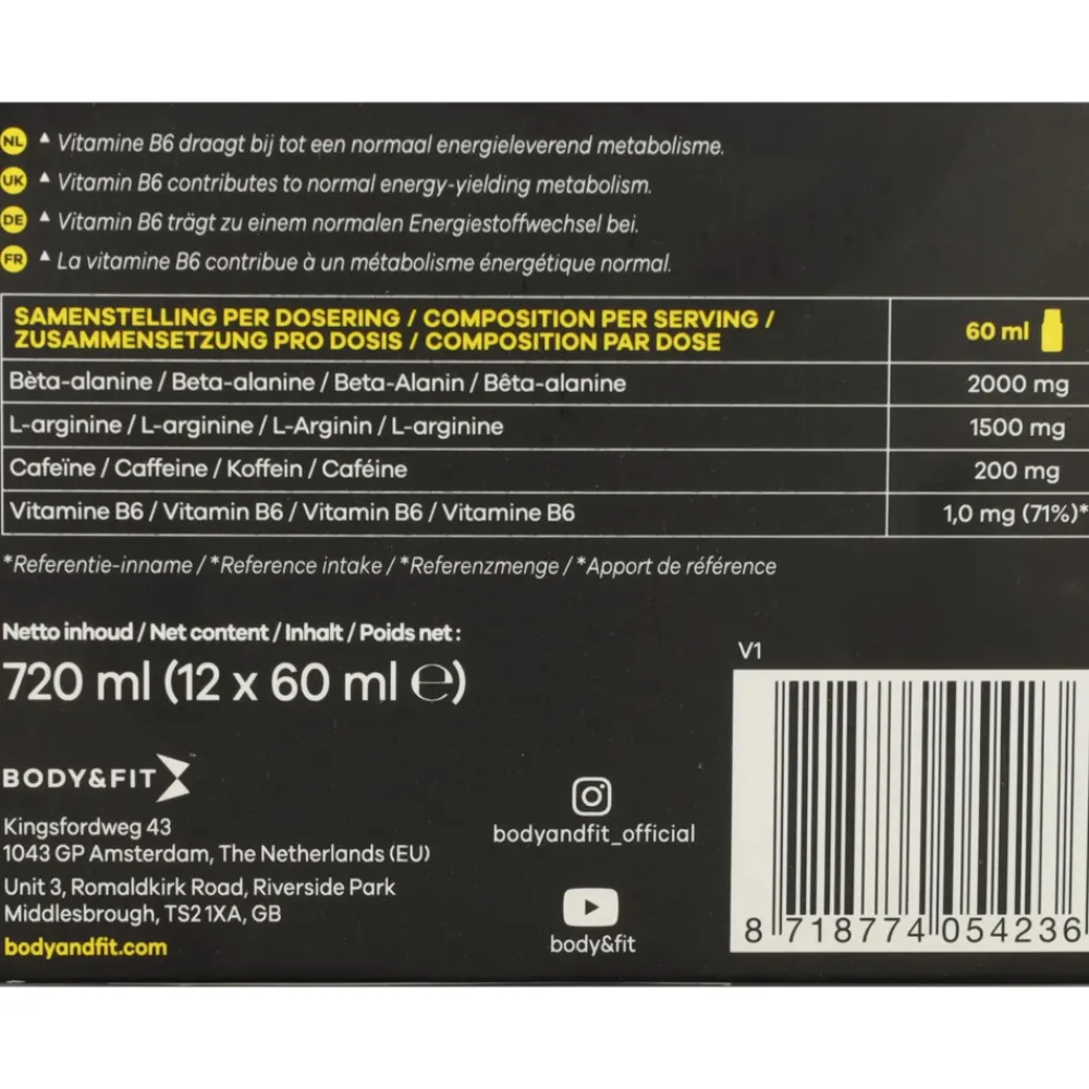 Sportvoeding & Drank<Body & Fit Pre-workout Shot Orange 12 x 60 ml