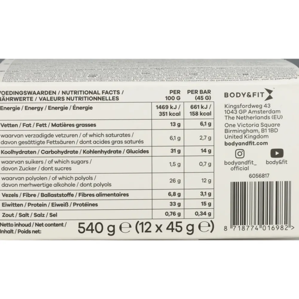 Sportvoeding & Drank<Body & Fit Smart Bar Crunchy Chocolate Caramel 12 x 45 gr