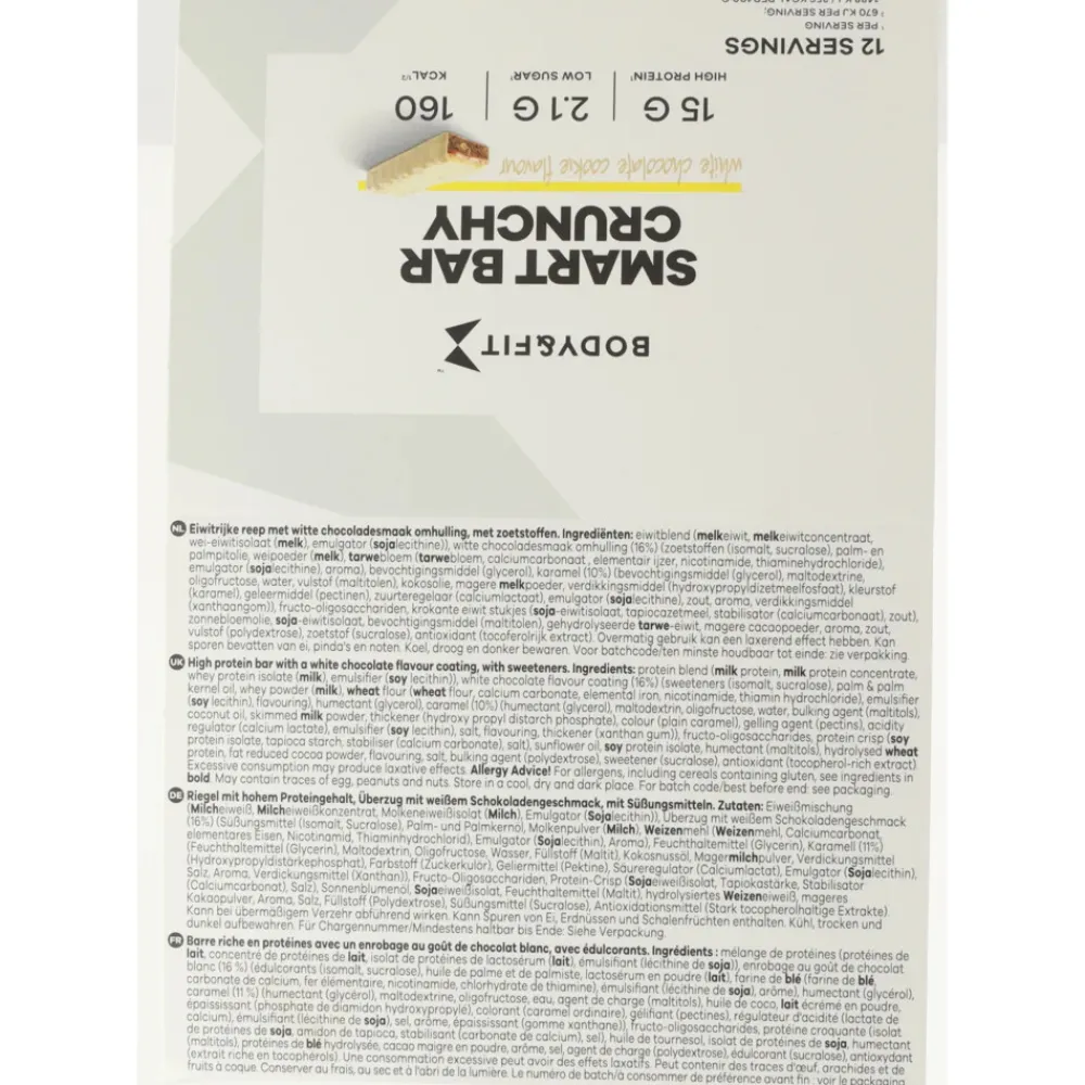 Sportvoeding & Drank<Body & Fit Smart Bar Crunchy White Chocolate & Cookies 12 x 45 gr