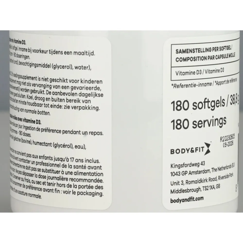 Sportvoeding & Drank<Body & Fit Vitamine D3 - 3000 IU 180 capsules