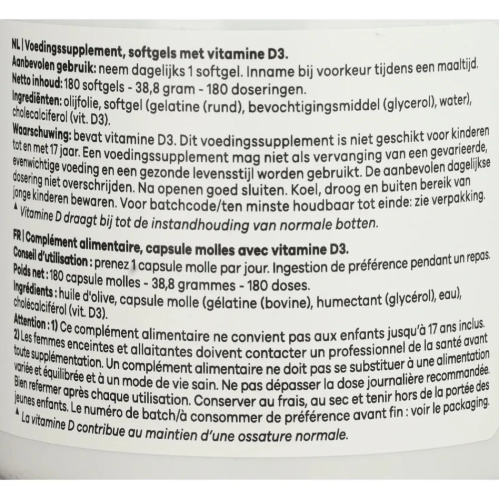 Sportvoeding & Drank<Body & Fit Vitamine D3 - 3000 IU 180 capsules