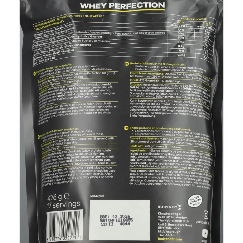 Whey Perfection Banana Milkshake 476 gr Sportvoeding & Drank