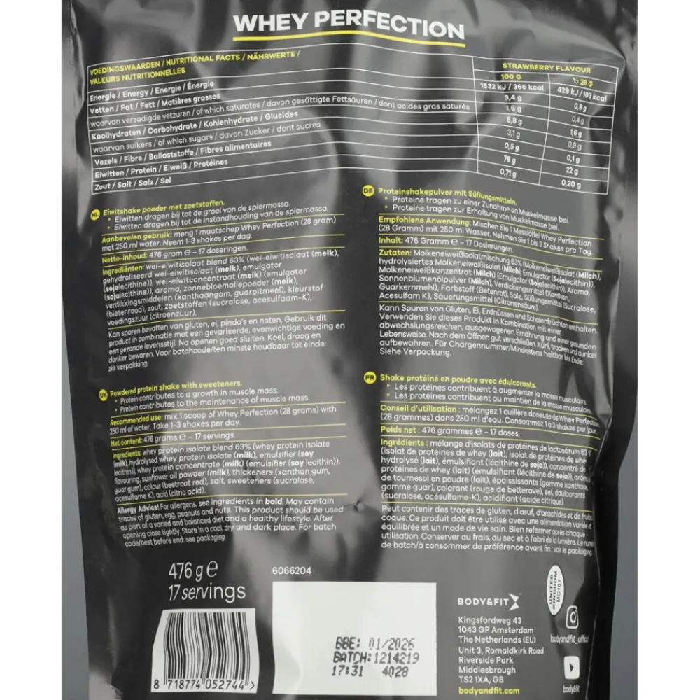 Whey Perfection Strawberry Milkshake 476 gr^Body & Fit Outlet