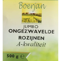 Superfoods<Boerjan Rozijn Jumbo Blauw Ongezwaveld 500 gr