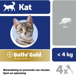 Gold Anti Vlooiendruppels Kat Vanaf 1 kg 4 pipetten^Bolfo Outlet